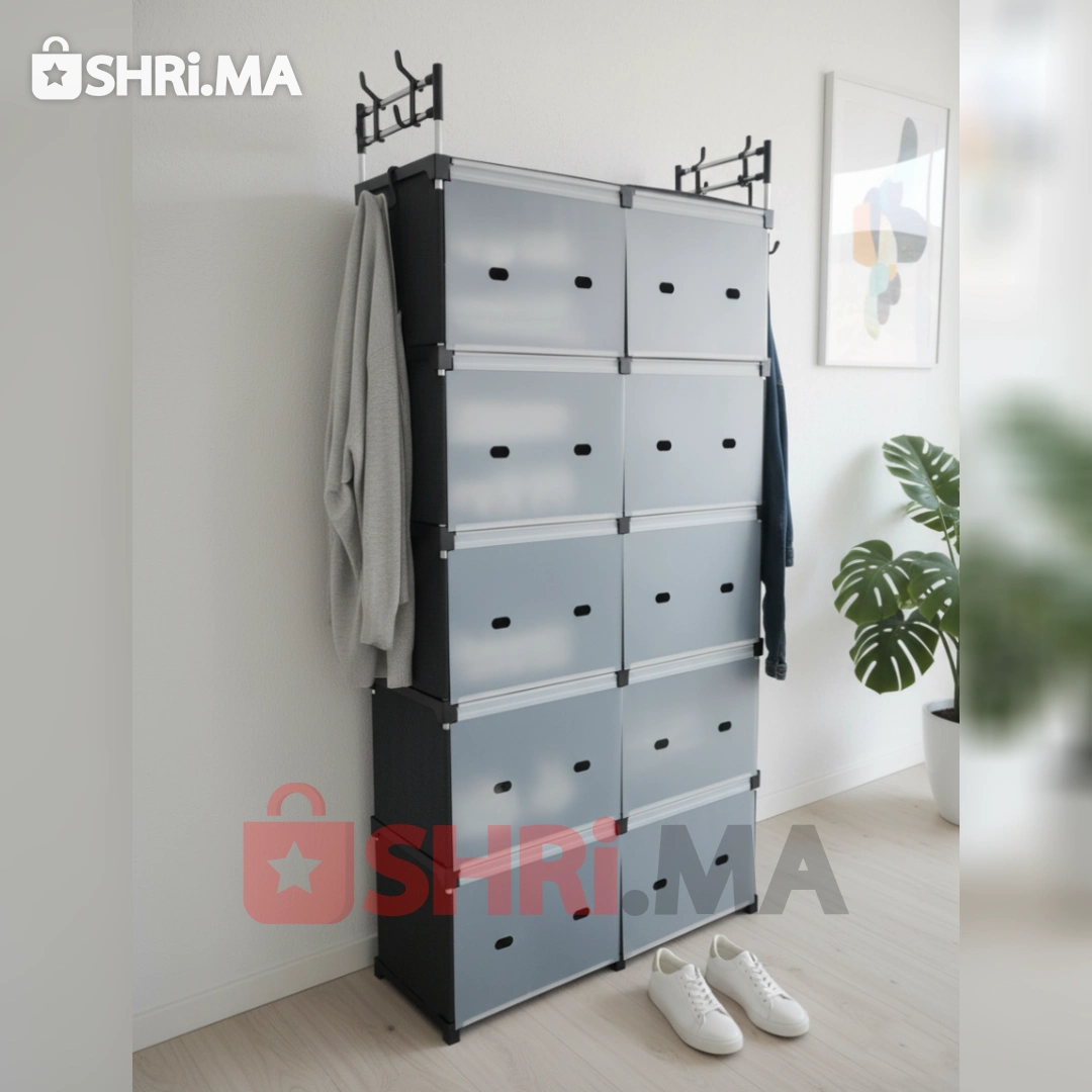 خزانة 10 طبقات منظمة للأحذية والملابس ومتعدد الاستعمالات