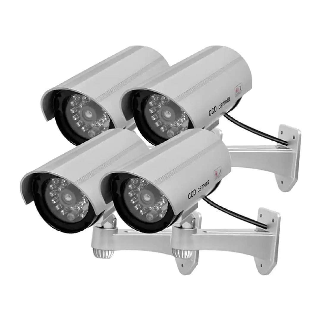 4 x كاميرات مراقبة وهمية احترافية بضياء LED – تردّع اللصوص بثمن مناسب!